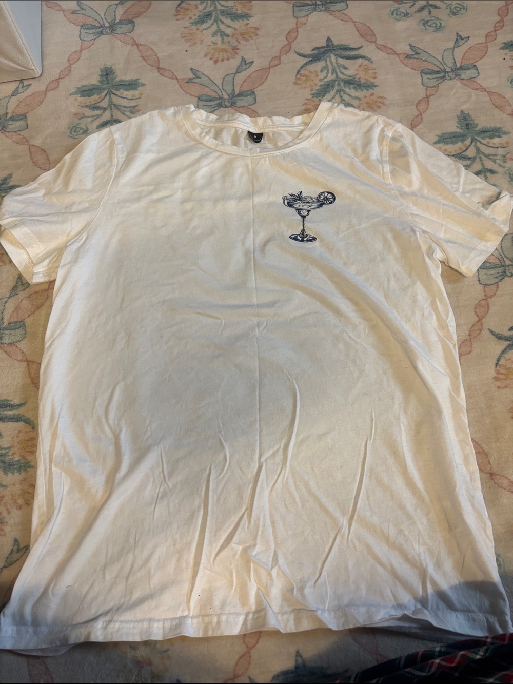 White Cocktail Graphic Crew Neck T-Shirt